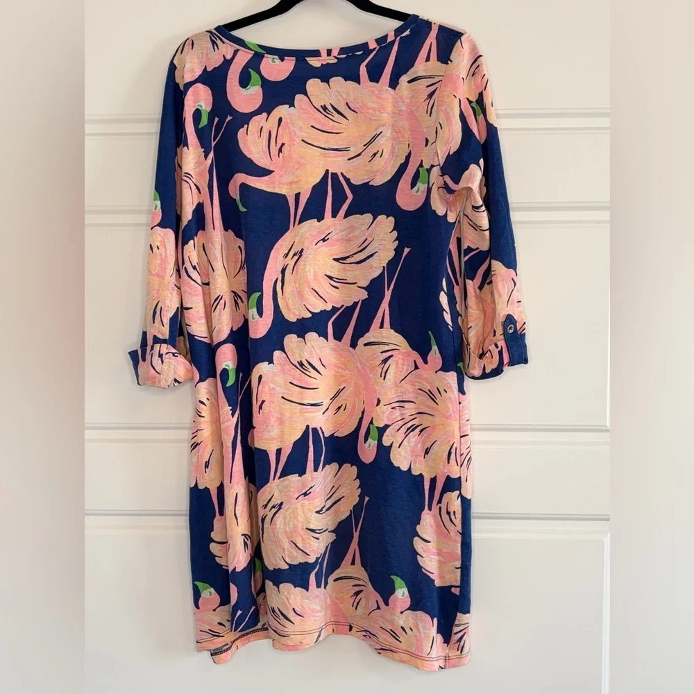 Lilly Pulitzer Girls Mini Edna Dress in Gimme Some Flamingo Leg Print Sz L 8-10